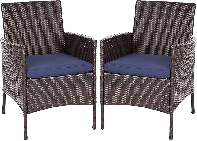 Sophia & William Patio Table and Chairs Set for 4, 5 Pieces Outdoor Dining Set, Square Metal Outdoor Table and Rattan Chairs with 1.57" Umbrella Hole, Seat Cushions
