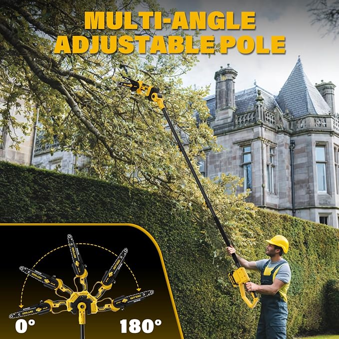 ZEGJAW 2-IN-1 Cordless Pole Saw & 8 Inch Mini Chainsaw, with 2 Pack 3.0Ah Battery and Charger, Electric Pole Saw for Tree Trimming with Adjustable Extension Pole