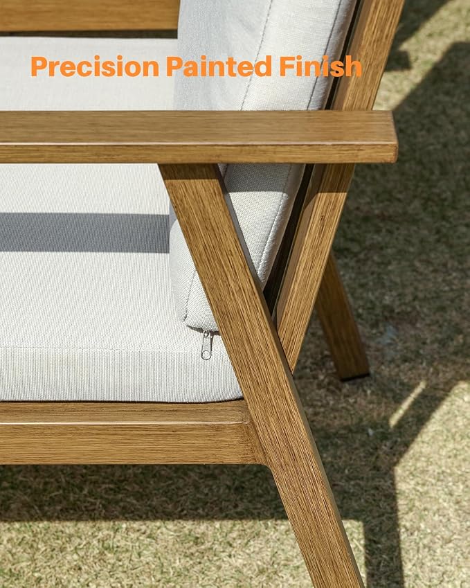 7 Pieces Patio Dining Set, Never-Rust Aluminum Outdoor Dining Table Set with Removable Cushions, Outdoor Furniture Set with 2 Swivel Chairs, 4 Dining Chairs for Deck Poolside, Backyard, Teak