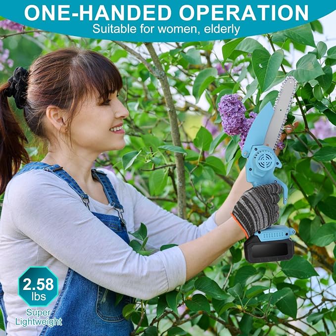 TeqHome Mini Chainsaw, 8 Inch Cordless Mini Electric Chainsaw Battery Powered with 2 Batteries & 2 Chains,Portable Handheld Small Chain Saw for Wood Tree Trimming Branches,Sawzall for Household Garden