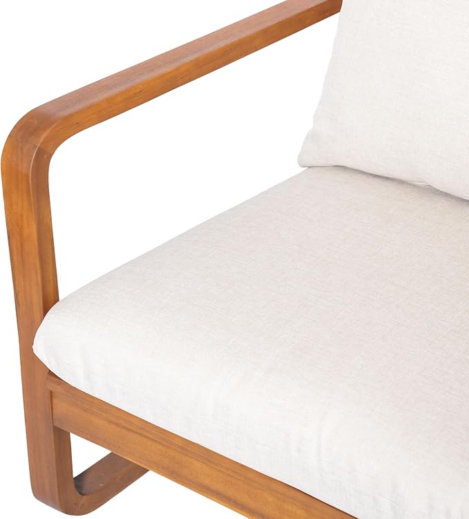 Christopher Knight Home Myra Acacia Wood 5 Piece Outdoor Patio Furniture Set, Wooden Patio Conversation Set with Sofa Loveseat Club Chairs & Coffee Table, 7-Seater Patio Sofas and Table Set,Teak+Beige