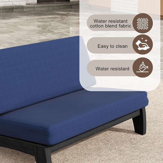 4 Pieces Patio Furniture Sets, All-Weather Outdoor Wood Bistro Set Patio Conversation Coffee Table Chiars and Patio Loveseat for Balcony, Backyard