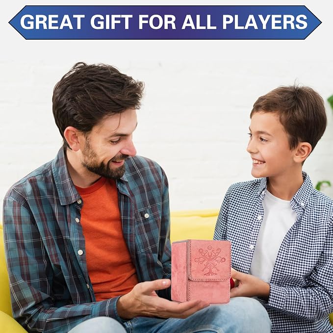 PROMAXIBINDER MTG Card Deck Box, Commander Deck Box Fits 100+ Single Sleeved Cards, Storage for TCG/MTG Crads, PU Leather Strong Magenet (Pink, Tree)