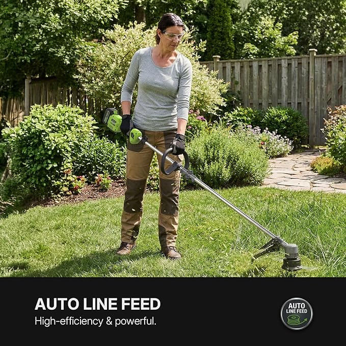 WORKIT Brushless String Trimmer 14"- 20V Cordless Weed Wacker with 2×4.0Ah Batteries, 0.095" Dual Line Auto Feed, Lightweight Battery Powered Weed Eater for Yard,Lawn & Garden