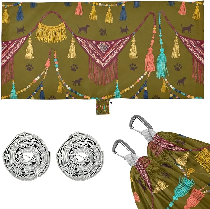 Tassel and Pet Camping Hammock Fabric for Outside Patio Garden