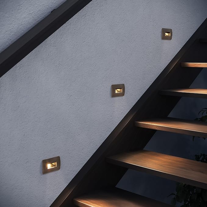 Hinkley Landscape Lighting Luna Horizontal 12v Step Light, Low-Voltage, 2700K, Fits Standard Gang Junction Box, Integrated LED, Bronze