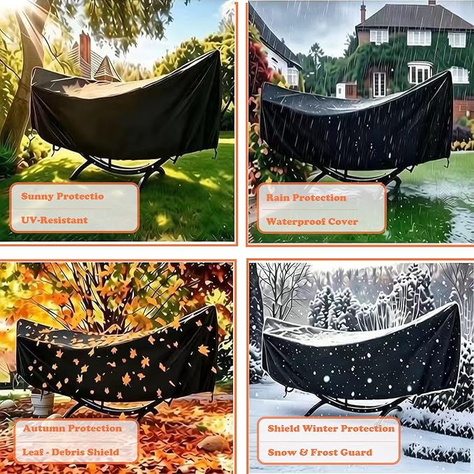 Hammock Cover Waterproof | Heavy Duty 420D Oxford Fabric, Windproof UV Resistant, All Season Protector, Fits Most Hammocks with Stand