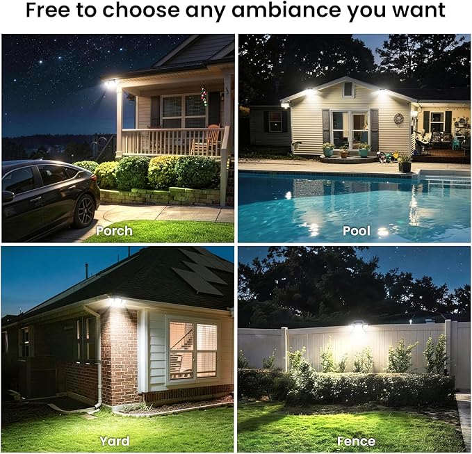 Solar Security Light Outdoor,Solar Flood Light with Active Motion Sensor,3 Heads 270° Wide Angle,Remote Control,IP65 Waterproof, 3 Modes (2 Packs)