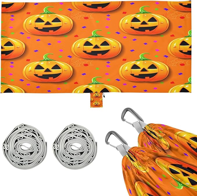 Hammocks for Outside Jack-o-Lanterns Camping Hammock Portable Hammocks with Tree Straps and Carry Bag Camping Accessories for Hiking Beach Outdoor