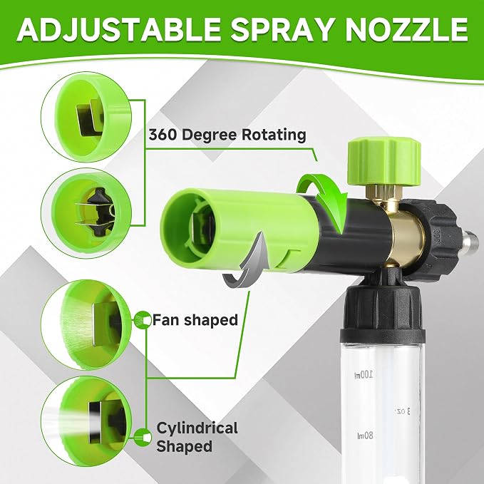 Tool Daily Short Pressure Washer Gun with Mini Foam Cannon, Dual Connector Accessory, 5 Power Washer Nozzle Tips, 1/4 Inch Quick Connect