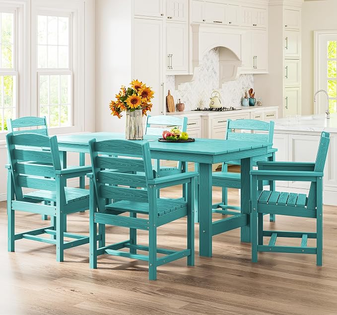 SERWALL Patio Dining Chair Set of 2,All Weather HDPE Dining Chair, Aruba | Outdoor Dining Chairs built to last with 330 lb capacity. Compact 23.4"x23.6"x33.6"H. Weatherproof & easy to clean.