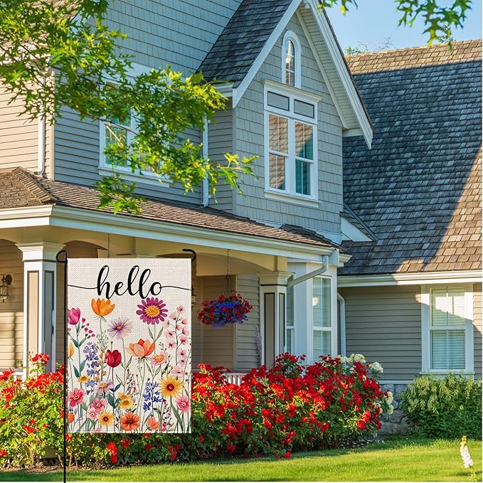 wyooxoo Spring Summer Flower Garden Flag 12x18 Inch Double Sided Vertical Welcome Garden Flag Outside Farmhouse Yard Outdoor Decoration (G)