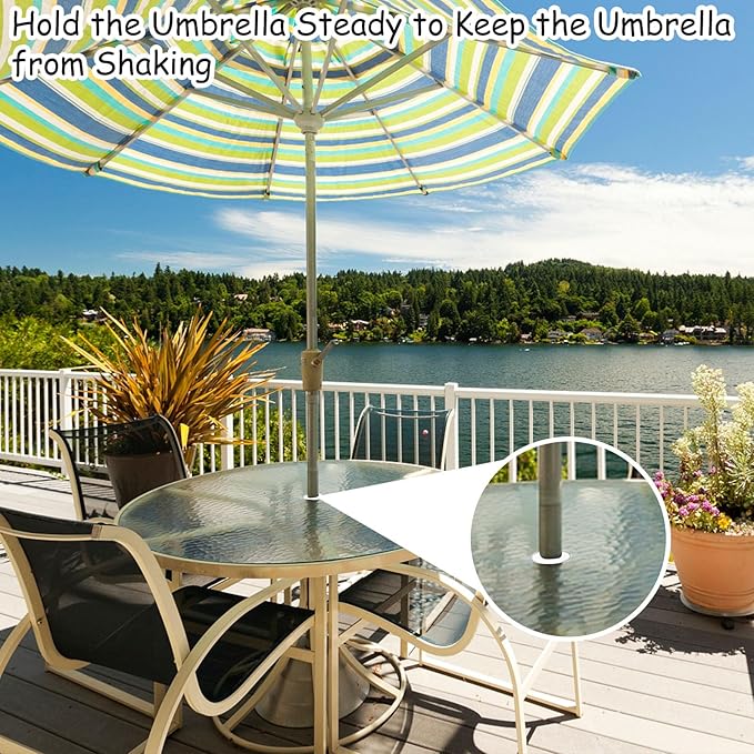 4Pcs Patio Table Umbrella Hole Ring Plug, Silicone Pool Umbrella Sleeve Stabilizer Cone Wedge, Umbrella Table Ring Hole Insert for 1.5 Inch Pool Umbrella Adapter or 2-2.5 Inch Table Hole (White)