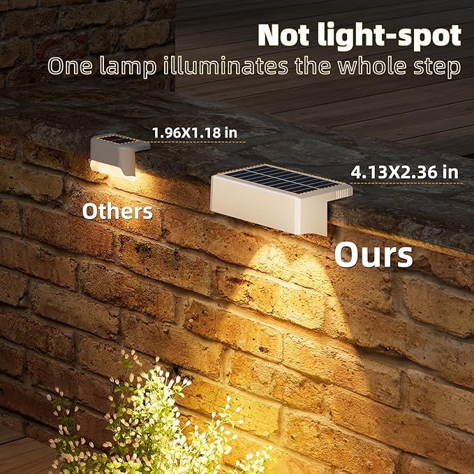 VOLISUN Solar Deck Lights 12 Pack, Warm White, Cool White and RGB Color Glow LED Large Size Lamp, IP65 Waterproof Solar Fence Lights Outdoor for Step, Patio, Fence, Railing, Wall, Stairs