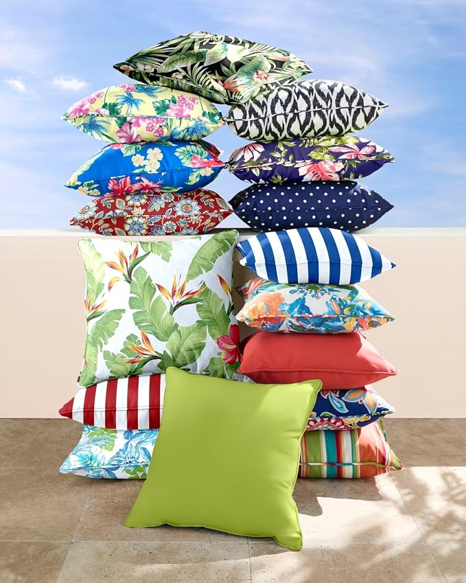 BrylaneHome Bh Outdoor Performance 16" Sq. Toss Pillow - Daelyn Cherry