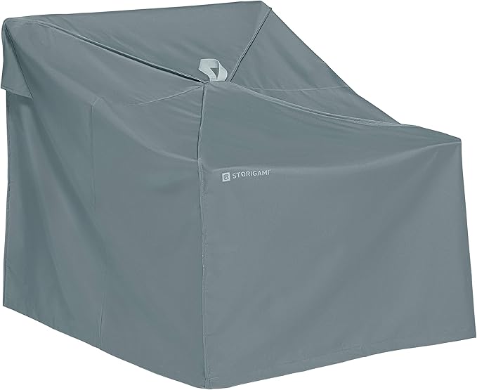 Classic Accessories Storigami Water-Resistant 36 Inch Easy Fold Lounge Chair Cover, Monument Grey, Patio Furniture Covers