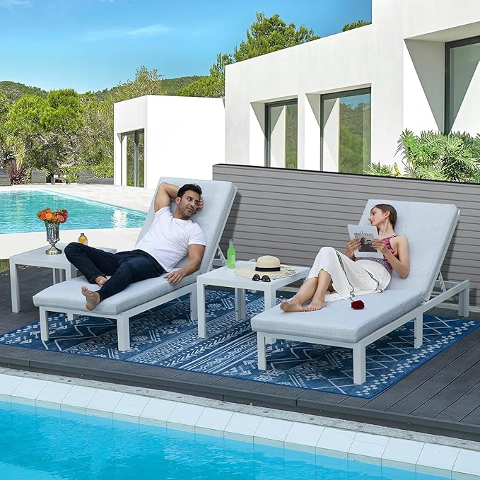 NICESOUL Extra Large Aluminum Patio Furniture Set with Chaise Lounge, All-Weather 29" Wide Seats Outdoor Sofa Conversation Set, 16 Piece Modern Sectional Couch for 14 Seats, for Garden, Light Gray