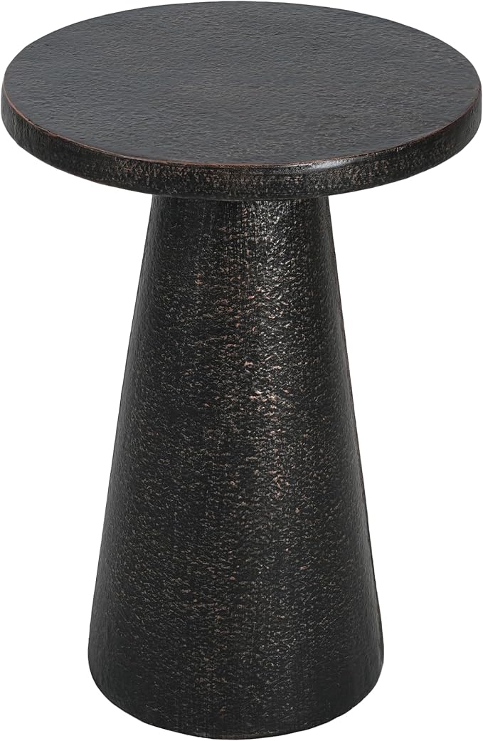 Christopher Knight Home Mongi 23.23" H MGO Indoor Outdoor Side Table, Patio Decorative Mushroom-Shaped End Table, Round Top Lightweight Concrete Garden Stool for Patio Balcony, No Assembly, Black