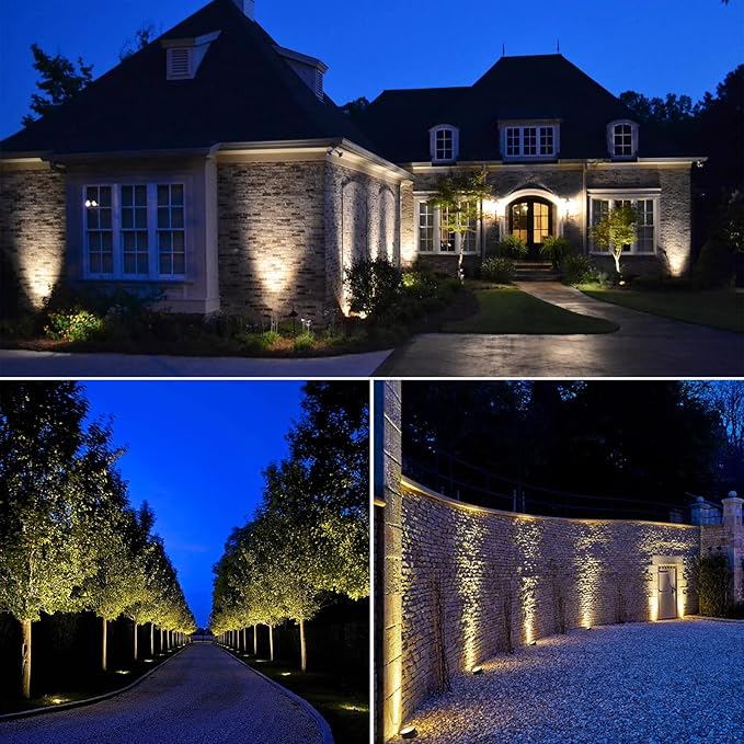 Junview Low Voltage Landscape Lights with Connectors Grated Top Anti-Glare LED Well Lights 12V-24V Waterproof Outdoor In-Ground Light 3000K Landscape Lighting for Garden Yard Deck Pathway (2)