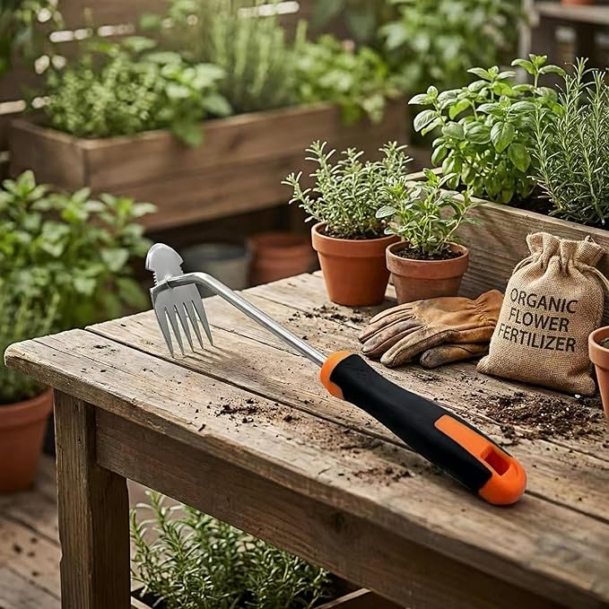 Weed Puller Tool, 5-Claw Dual Action Weeding Tool, Ergonomic Non-Slip Rubber Grip Manual Portable Hand Weeder for Backyard Farm Vegetable Garden