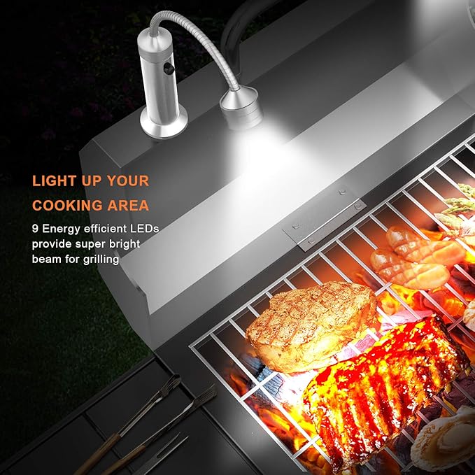 Barbecue Grill Light Grilling Accessories, Father's Day Gifts for Men Dad Boyfriend Husband, Outdoor BBQ Magnetic LED Lights Flexible Gooseneck Weather Resistant Batteries Included 2 Pack