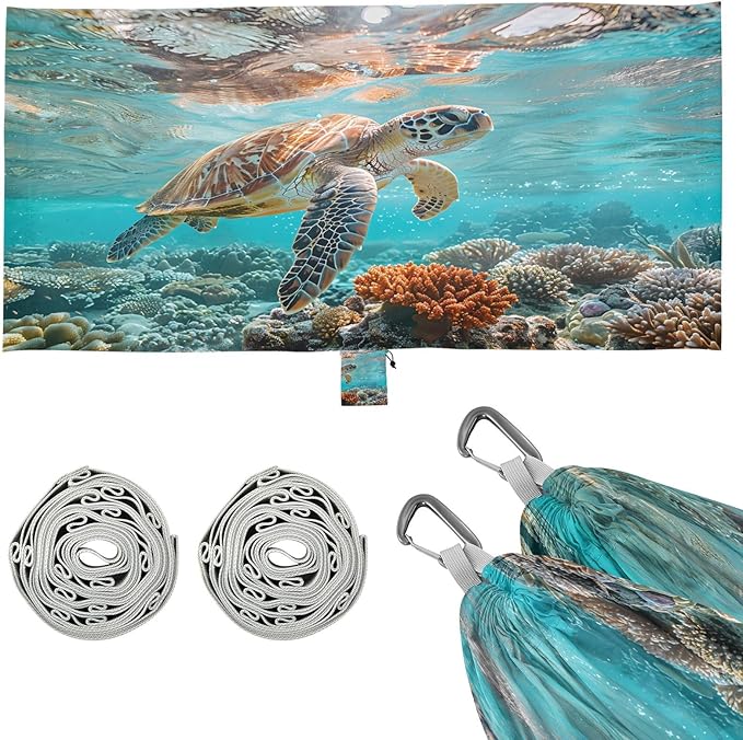 Hammocks for Outside Sea Turtle Camping Hammock Portable Hammocks with Tree Straps and Carry Bag Camping Accessories for Hiking Beach Outdoor
