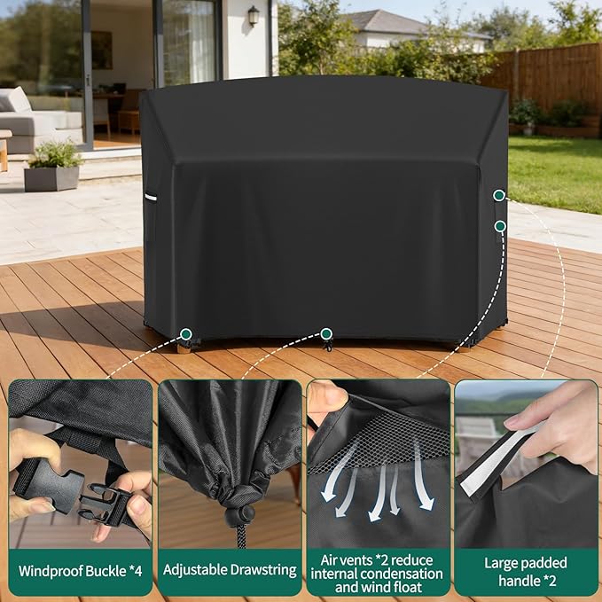 AKEfit Tall Adirondack Chairs Set Cover, 600D Oxford Fabric Adirondack Chair Covers Waterproof , Outdoor Chair Cover with Buckles & Drawstring, All-Season Protection (82"W x 30"D x 47"H, Black)