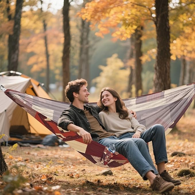 Boho Reddish Brown Regular Texture 330lb Capacity Camping Hammocks with Hanging Rope Indoor Hammock for Indoor Outdoor Patio hamaca para acampar