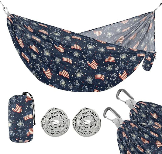 Camping Hammock Outdoor Hammocks for Outside Firework Beach Trees Portable Lightweight with Pockets Tree Straps Indoor