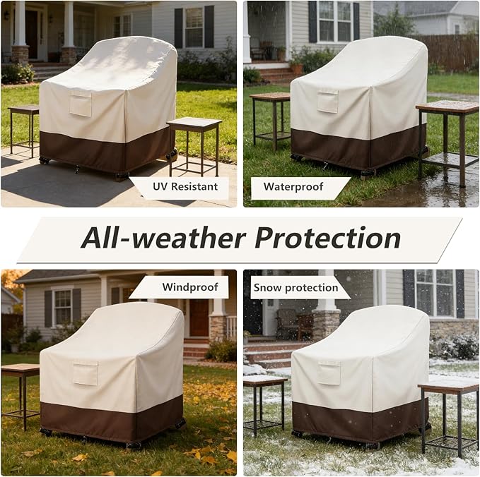 Patio Adirondack Chair Cover 2 Pack, 33W x 35D x 36H inches Waterproof Heavy Duty Outdoor Chair Covers,Adirondack Chair Covers for Outdoor Chair, Beige
