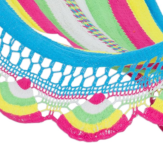 NOVICA Multicolor Cotton Hand Woven Rope Hammock, Vibrant Rainbow' (Single)