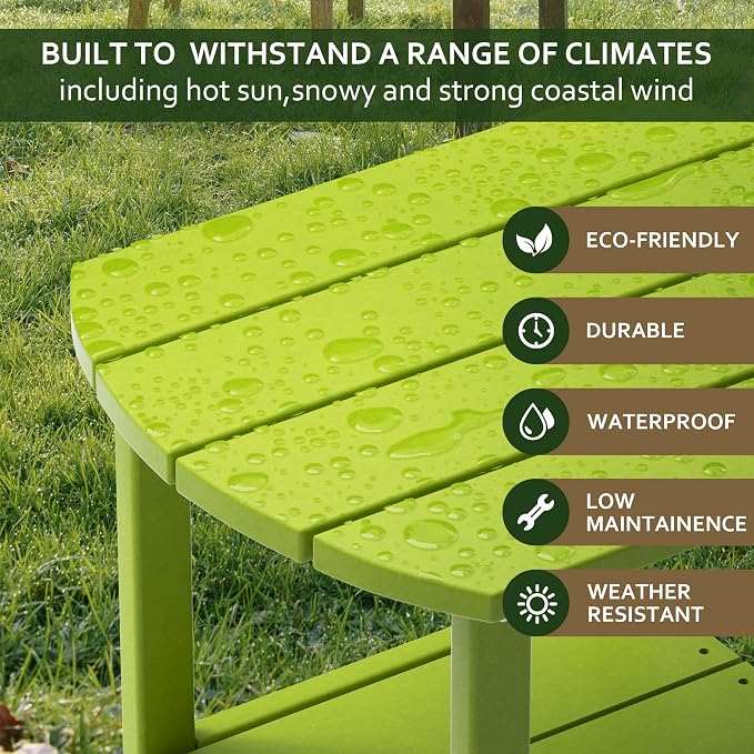 TORVA Patio Adirondack Side Table, Outdoor End Tables All-Weather Resistant HDPE Humidity-Proof Long Time Use for Deck, Lawn,Garden, Porch, Backyard End Table（Lemon Green）(2 Tier)