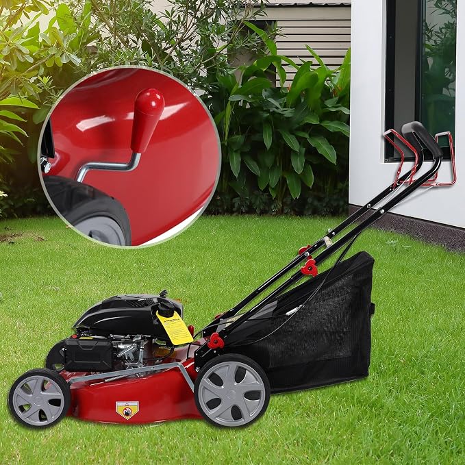 Self Propelled Gas Lawn Mower, 141CC 4-Stroke Gas Mowers, 3-in-1 Strong Power Cordless Gas Engine Lawn Mower with 20" Blade, 2850RPM Walk-Behind Lawnmower Gas with 50L Grass Tank Red