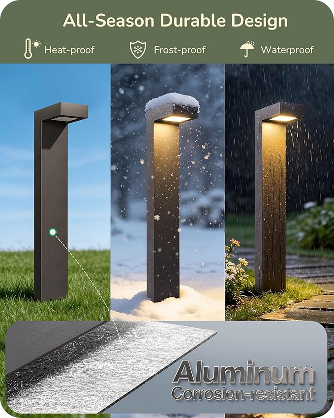 EDISHINE Low Voltage Pathway Lights Wired, 3000K 3.2W 50,000Hrs Waterproof LED Outdoor Landscape Lighting with Connectors, 12V Modern Cast-Aluminum Landscape Path Lights for Walkway Garden, 12 Pack