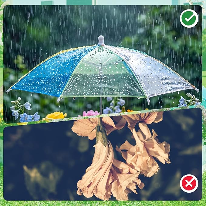 3 Pack Plant Umbrellas for Outdoor Plants Clear Transparent Plant Shade Umbrellas 23.6 Inch with Straight Pole for Potted Plants Seedlings Flowers Garden Beds