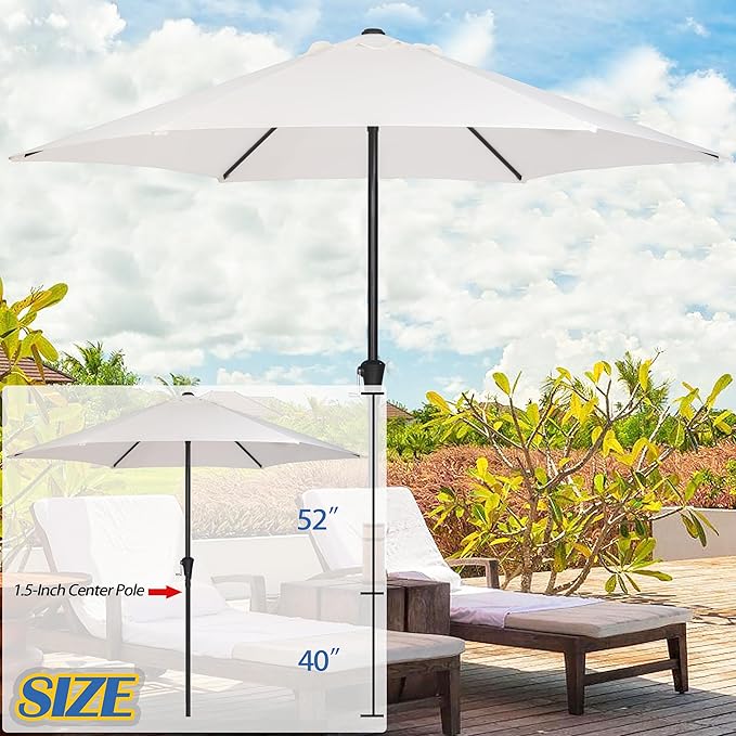 Sunnyglade 9FT Outdoor Patio Umbrella, Market & Table Umbrella with 6 Sturdy Ribs and Crank System, Fade-resistant & Waterproof for Garden Backyard Poolside Deck