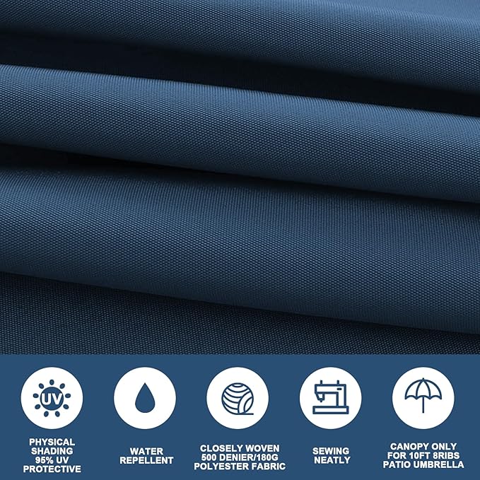 10ft Patio Umbrella Replacement Canopy for 8 ribs, Fits Hanging Offset Cantilever Market Outdoor Patio Shades，Canopy Only