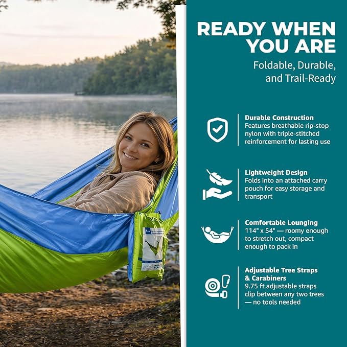 Bliss Hammocks BH-406XLS-MM Hammock in a Bag w/ Adjustable Tree Straps, 54-in. Wide, Weather & UV Resistant, 350 Lb. Capacity (Mermaid)