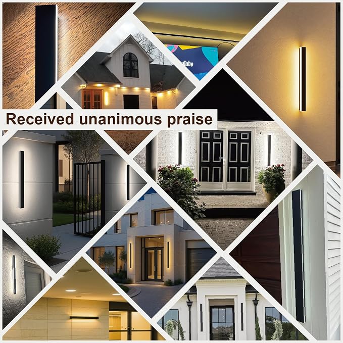 39 Inch Modern Outdoor Wall Lights, 2700K-6500K Dimmable Selectable Outdoor Wall Sconce with Remote Control, IP65 Waterproof Exterior Linear Wall LED Light for House Garage