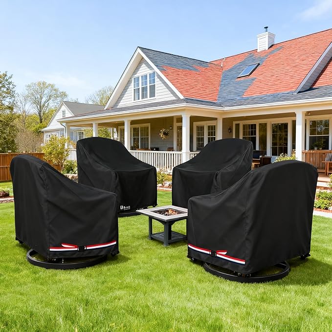 Bitubi Waterproof 2 Pack Outdoor Swivel Chair Cover for Patio Chair Size Up to 35W x 37D x 38.5H inch,Outdoor Lawn Patio Furniture Covers (Black)