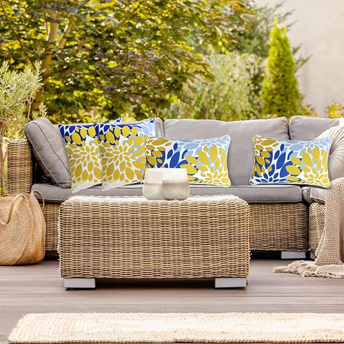JMGBird Yellow Outdoor Pillows Waterproof Outdoor Pillow Covers with Inserts