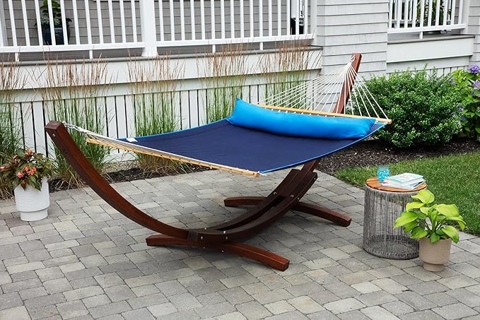 Ceara Patio Hammock Olefin Hammock Double Hammock for Two People Outdoor Patio Swing Chair Quilted Hammock Use Inside Outside Backyard Decor Porch Swing - Blue