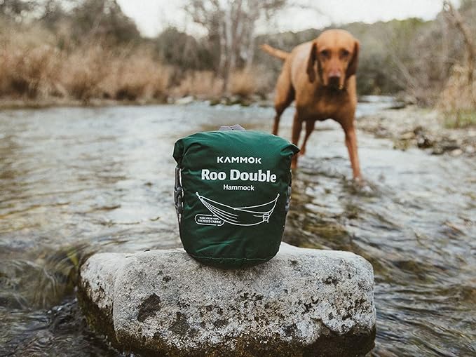 KAMMOK: Roo Double Hammock +Python 10' Bundle | Our Bestselling Hammock & Tree Friendly Straps | 100% Recycled Water Resistant Ripstop Fabric | Lifetime Adventure Grade Warranty, Pine Green