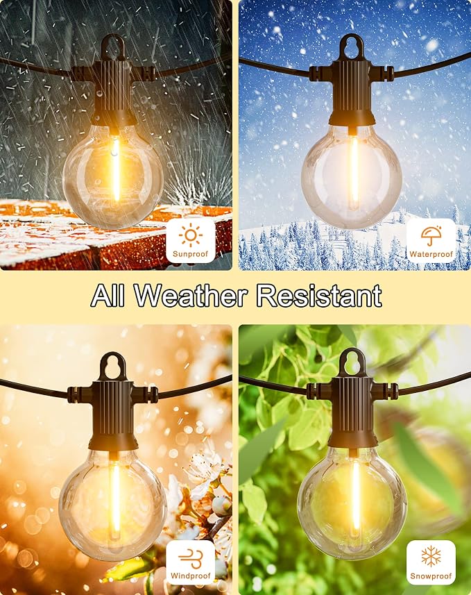 Zuske Outdoor String Lights, 240FT Patio Lights with 124 Shatterproof G40 Globe Bulb(4 Spare), Waterproof Connectable Dimmable LED Hanging Lights for Outside Backyard Porch Balcony Gazebo (120FTx2)