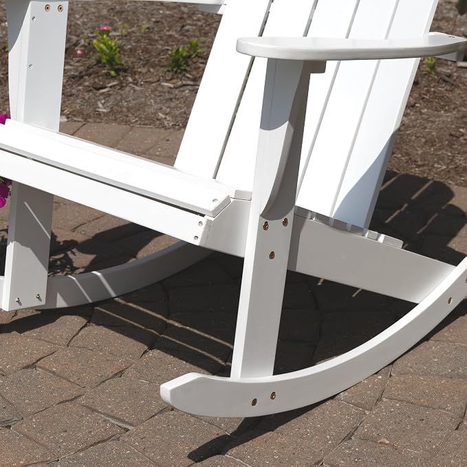 Linon Jayde White Solid Wood Outdoor Adirondack Rocking Chair Set of 2