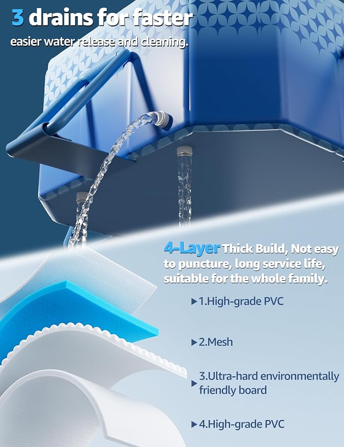 101" Foldable Pool for Kids & Adults,Indigo | Non-Inflatable, Metal Frame, Thick PVC Collapsible, Swimming Pool for Kids Family Dogs,Outdoor Summer