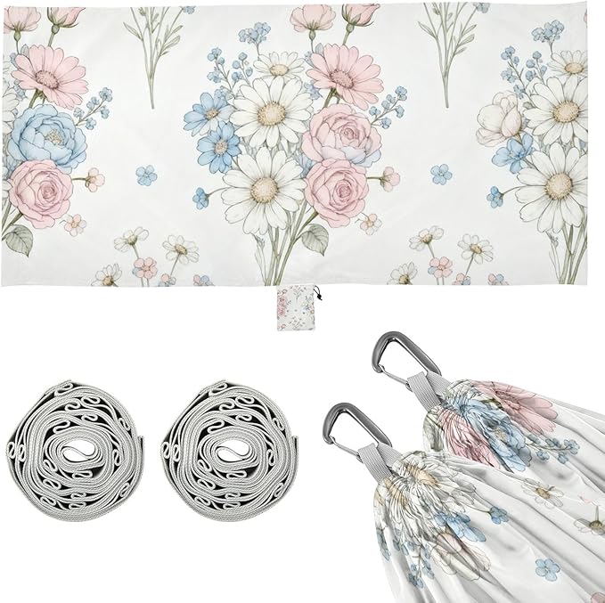 Pastel Floral Bouquet Hammocks for Camping with Portabl Carry Bag Hanging Hammock Outside Beach Patio Garden