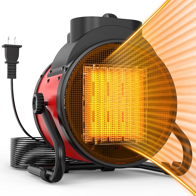 Outdoor Patio Heaters - 1500W Portable Electric Garage Heater with 2S Fast Heating, Overheat Protection, Heaters Heat Up in 3 Modes, Patio Heaters for Outdoors, Tents and Indoors, Red