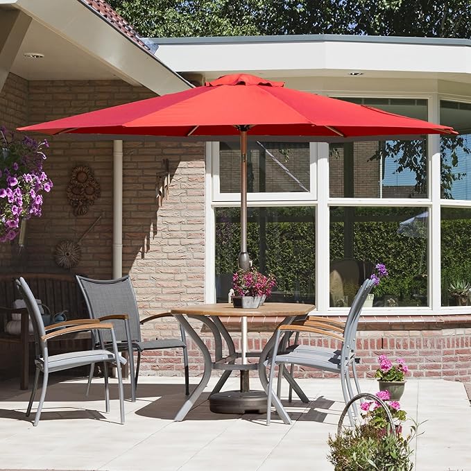 Domi 9FT Patio Umbrella, Outdoor Table Umbrella with Aluminum Pole, UV Protection Waterproof Market Sun Umbrella with Push Button Tilt and Crank for Garden, Deck, Backyard, Pool (Brick Red)