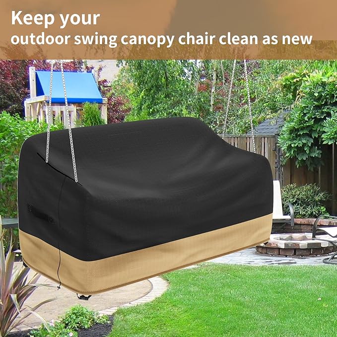 Hanging Porch Swing Cover Waterproof, Protected Outdoor Swing Cover, with Seam Taped, Hanging Outdoor Swing Cover for Outdoor Furniture & Windproof Design
